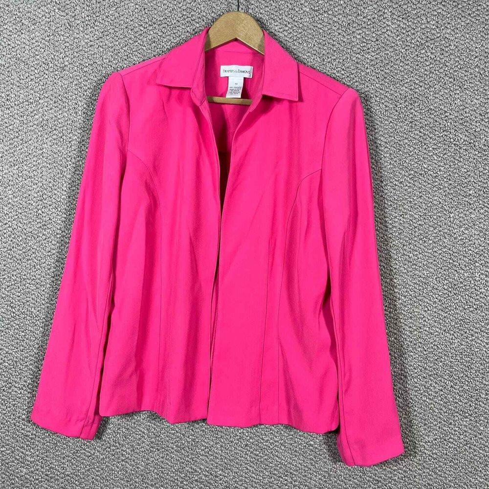 Draper's & Damons Jacket Womens Size 10 Pink Open‎ Front Blazer Career Office